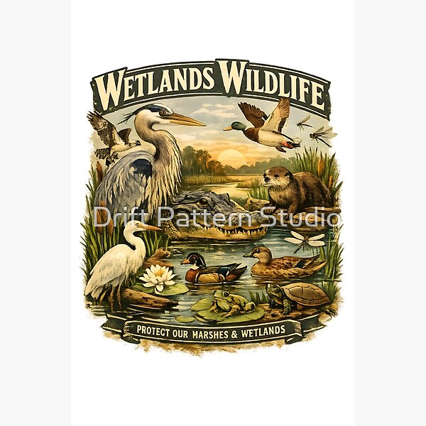 Wetlands Wildlife Conservation Poster design by Drift Pattern Studio