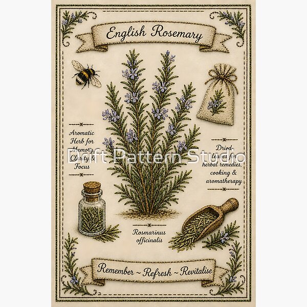 English Rosemary Remember Refresh Revitalise design by Drift Pattern Studio