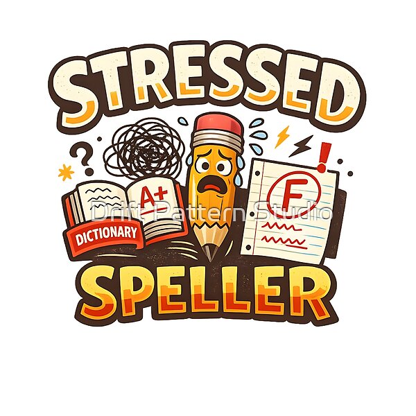 Stressed Speller Anxious Pencil Design — retro character mascot illustration by Drift Pattern Studio