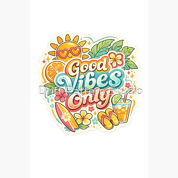 Good Vibes Only Summer Sticker design by Drift Pattern Studio